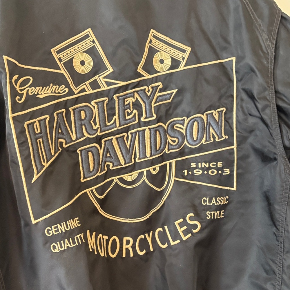 Harley-Davidson Black Varsity Jacket with Gray/Blue Accents - Picture 5 of 8